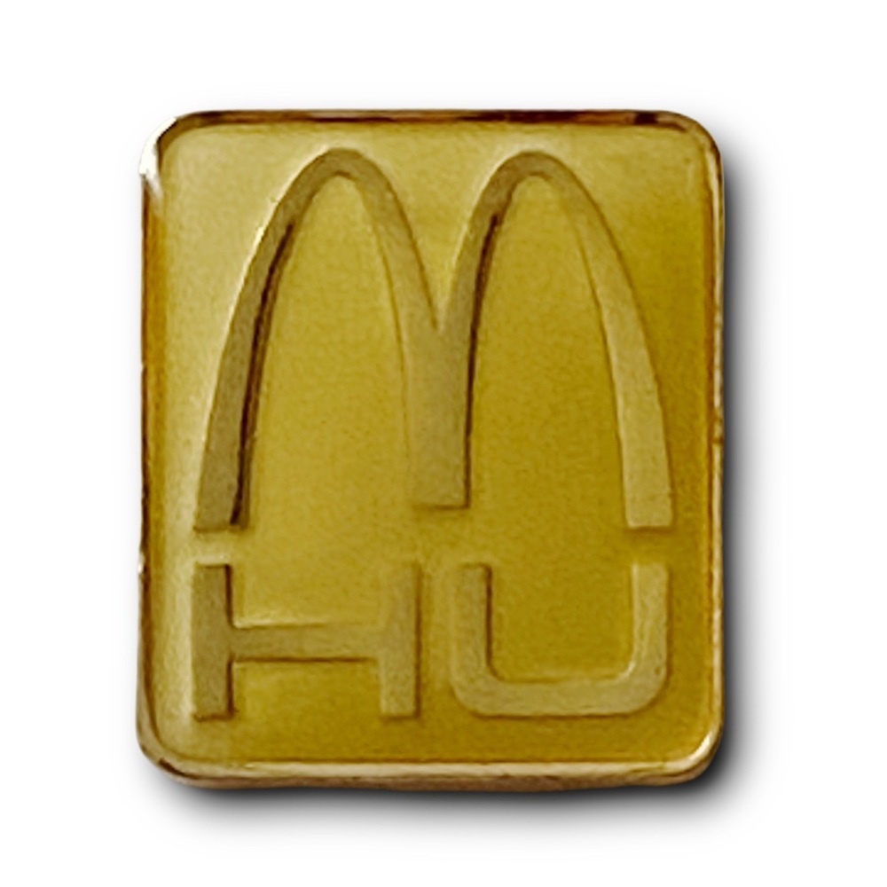 McDonald’s Pin HU Gold on Gold 1980s-1990s Hamburger University Metal Lapel Pin